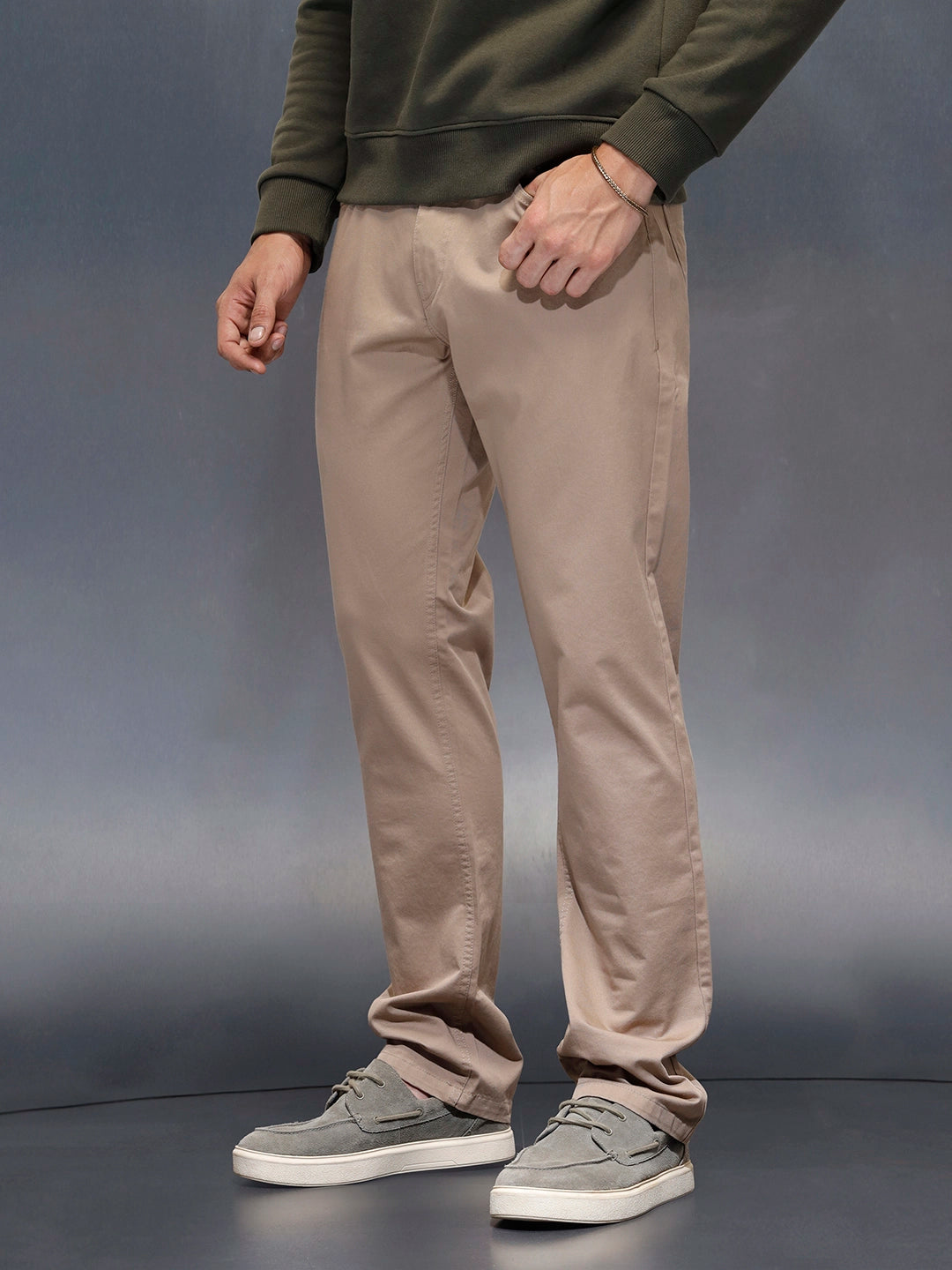Men's casual straight fit trousers | Beige
