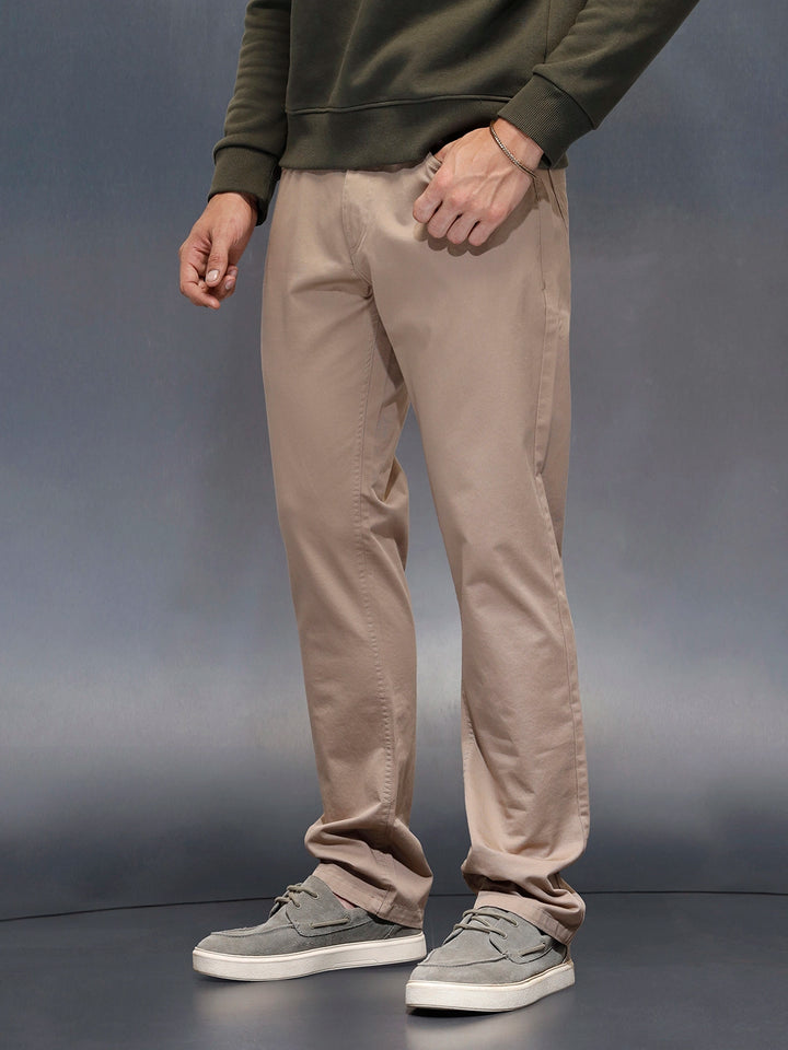Men's casual straight fit trousers | Beige