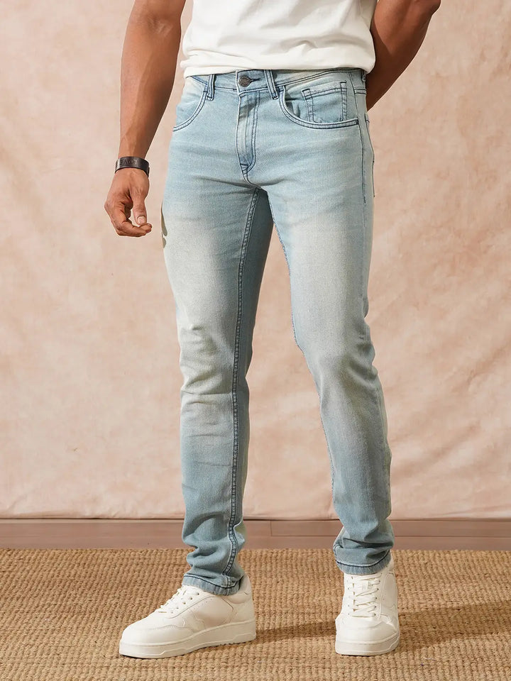 Heavy Fade Slim Tapered Jeans | Light Blue