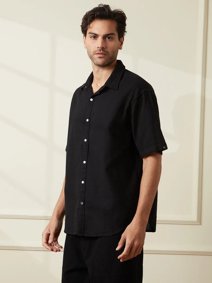 Textured Comfort Fit Shirt | Black