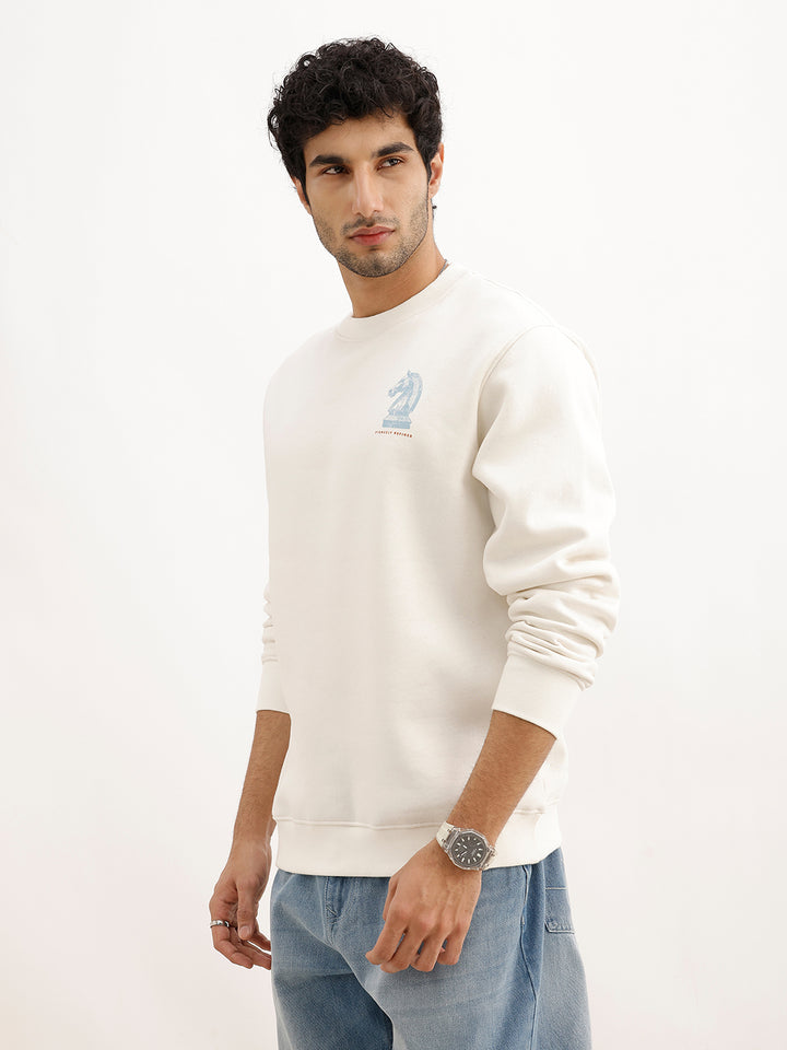 Regular Fit Placement Printed Sweatshirt | Off White