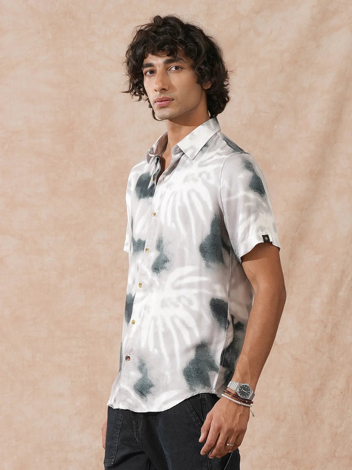 Fluid Viscose AOP Shirt | Grey