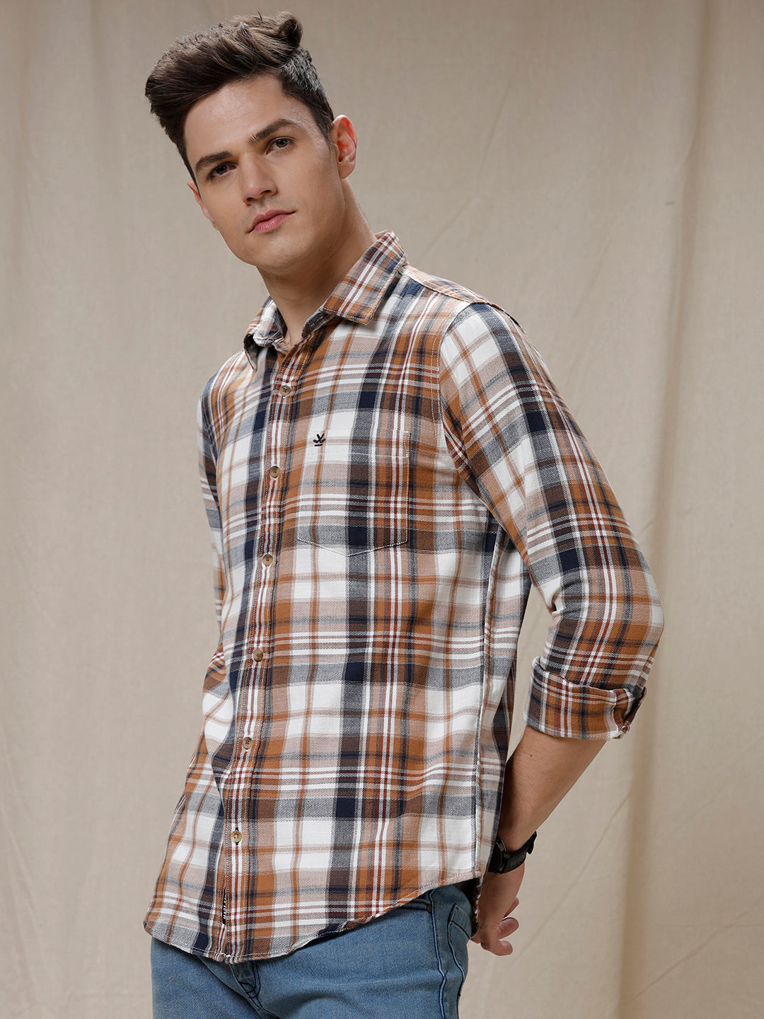 Bold Blocks Brown Checked Shirt