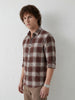 Comfort Fit Checkered Shirt | Brown