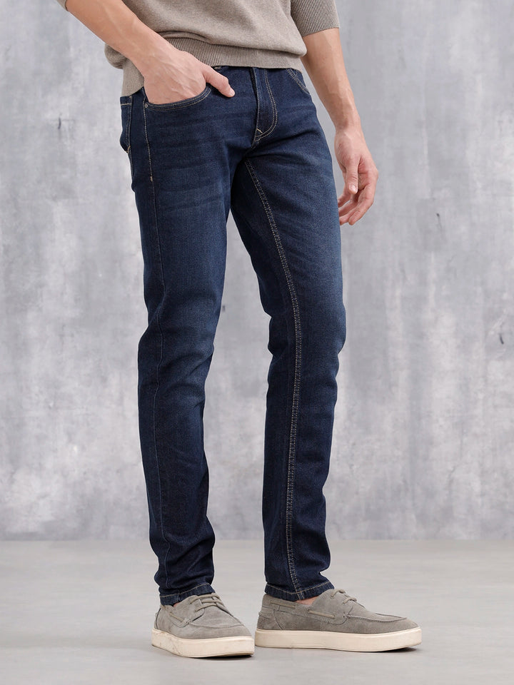 Men Casual Slim Tapered Fit Jeans | Med Stone