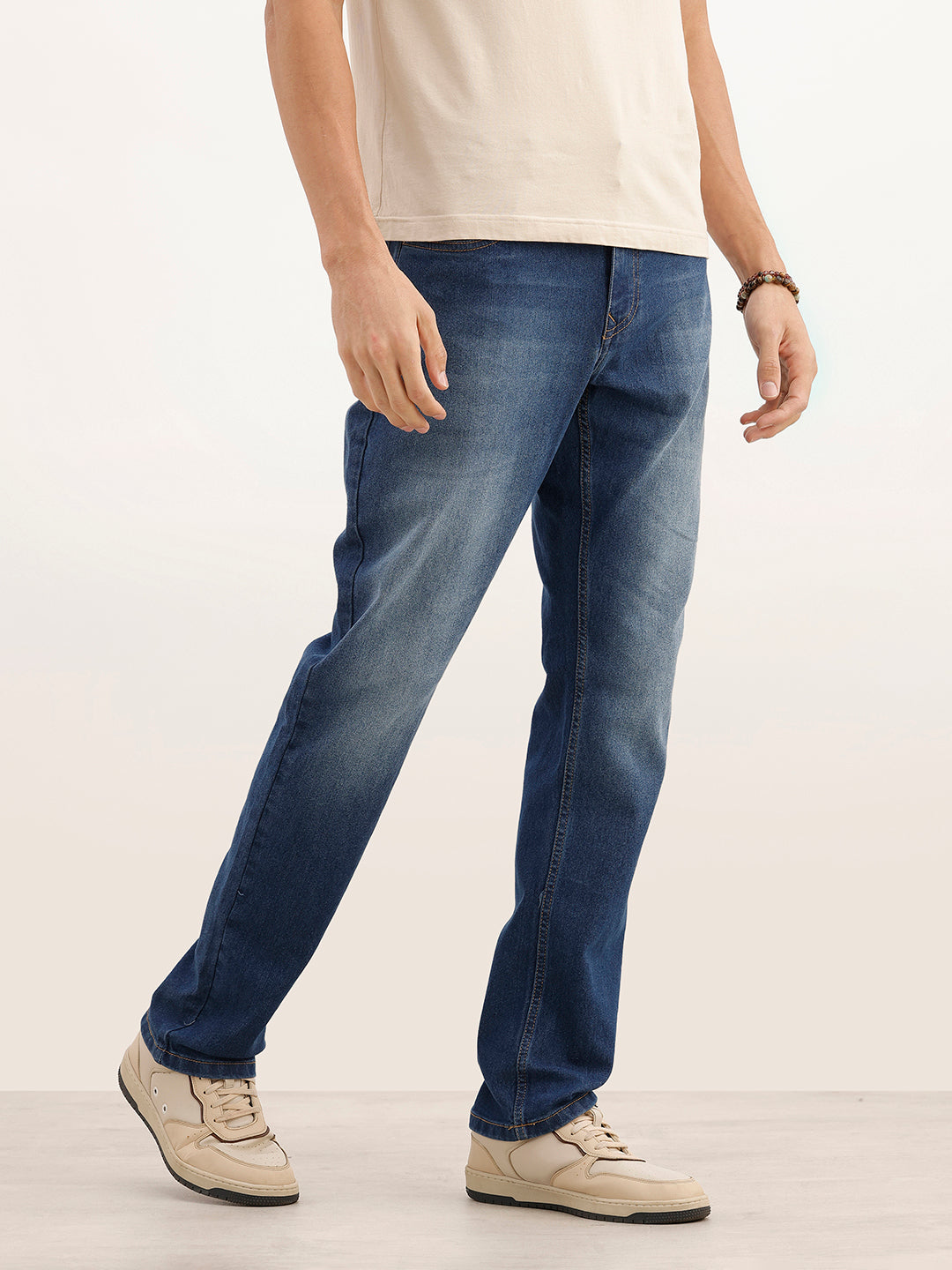 Faded Regular Fit Denim Jeans | Blue