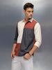 Men's Casual Regular Fit Shirt With Colourblock | Rust