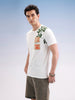 Slim Fit Placement Patch Printed T-Shirt  | Off White