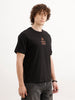 Comfort Fit Placement Printed T-Shirt  | Black