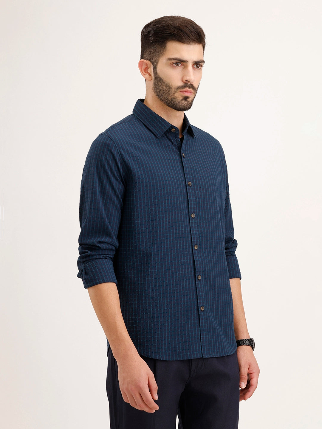 Slim Fit Textured Shirt | Blue