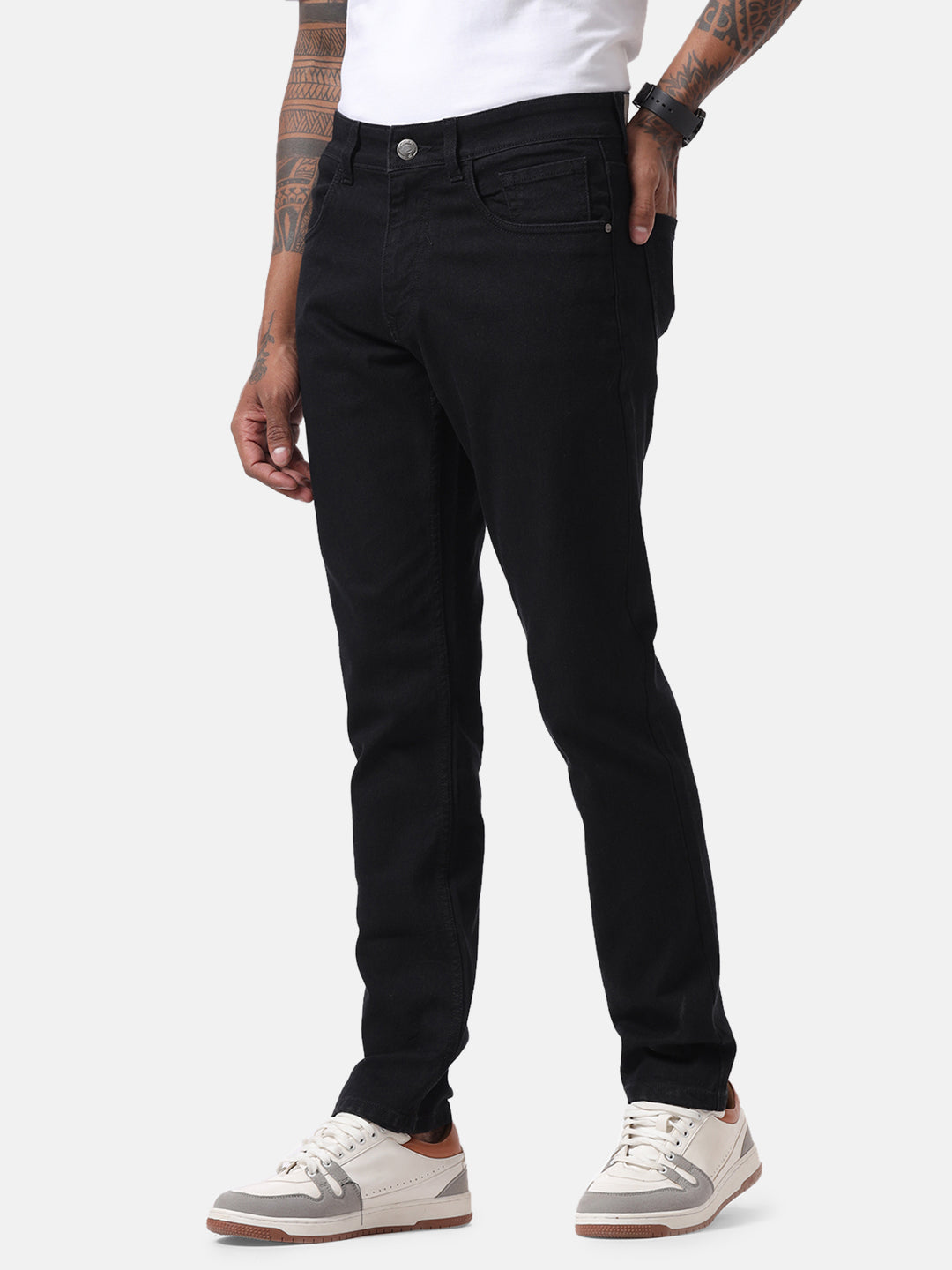 Fine Black Solid Jeans – Wrogn