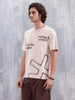 Casual Men Oversized Fit Tee With Placement Graphic | Beige