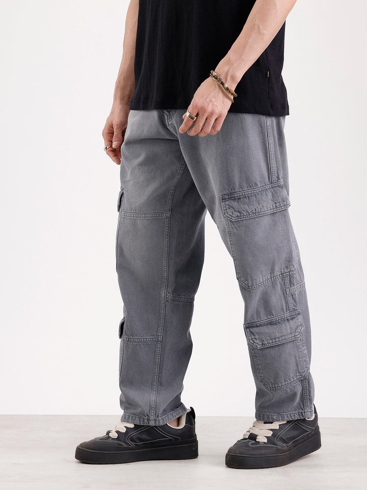 Classic Loose Fit Denim Cargo   |  Grey