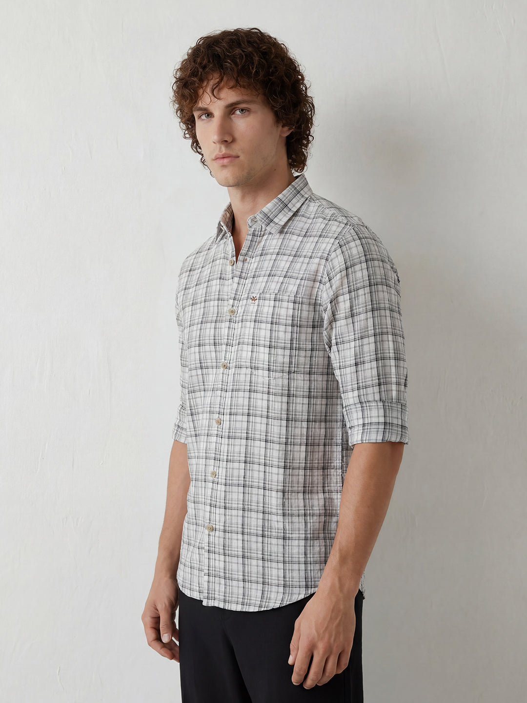 Classic Regular Fit Checkered Shirt | White