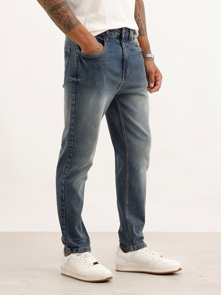 Faded Slim Ankle Fit Denim Jeans | Light Blue