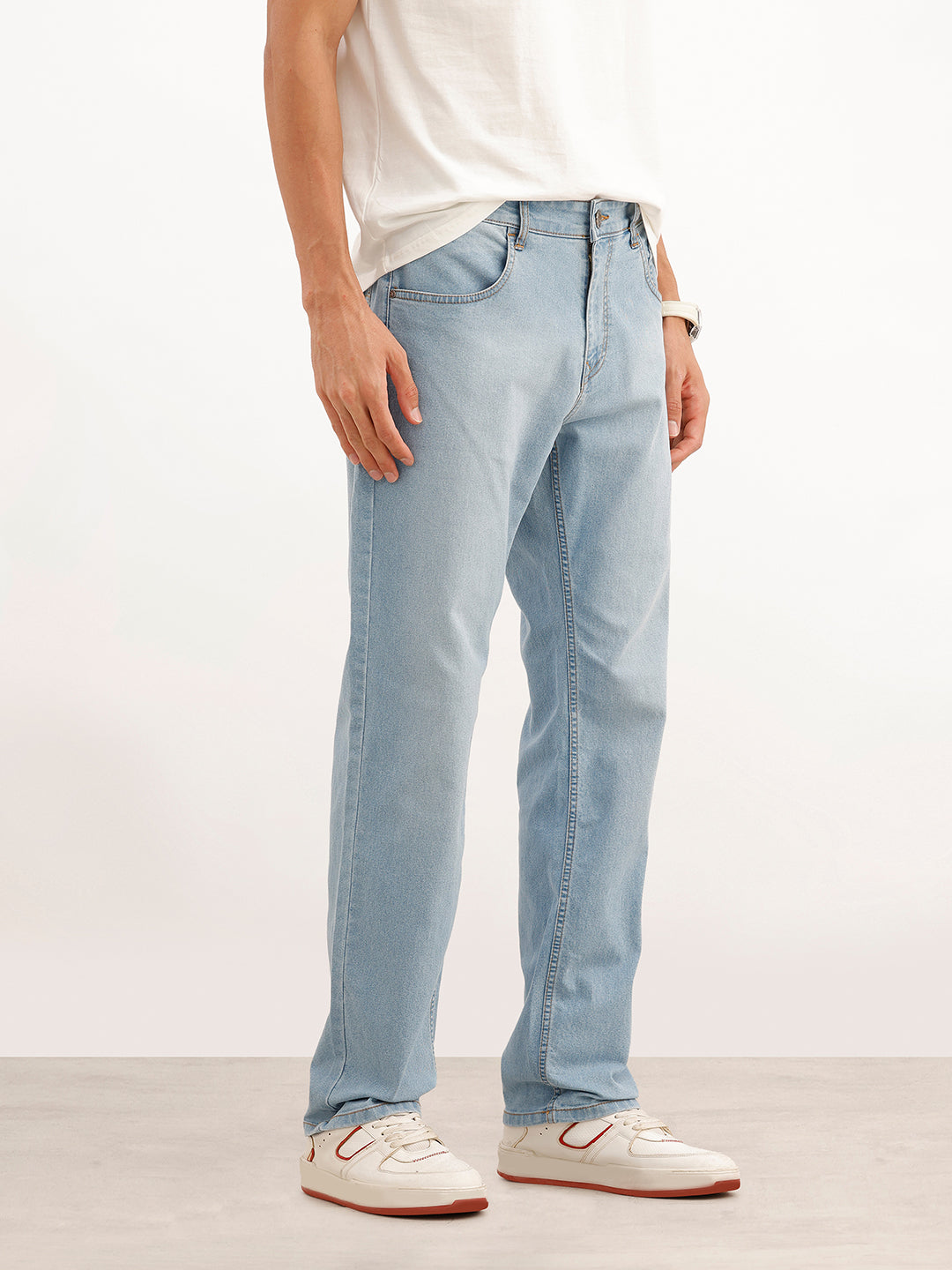 Solid Straight Fit Denim Jeans | Light Blue | WWJN2353AZ