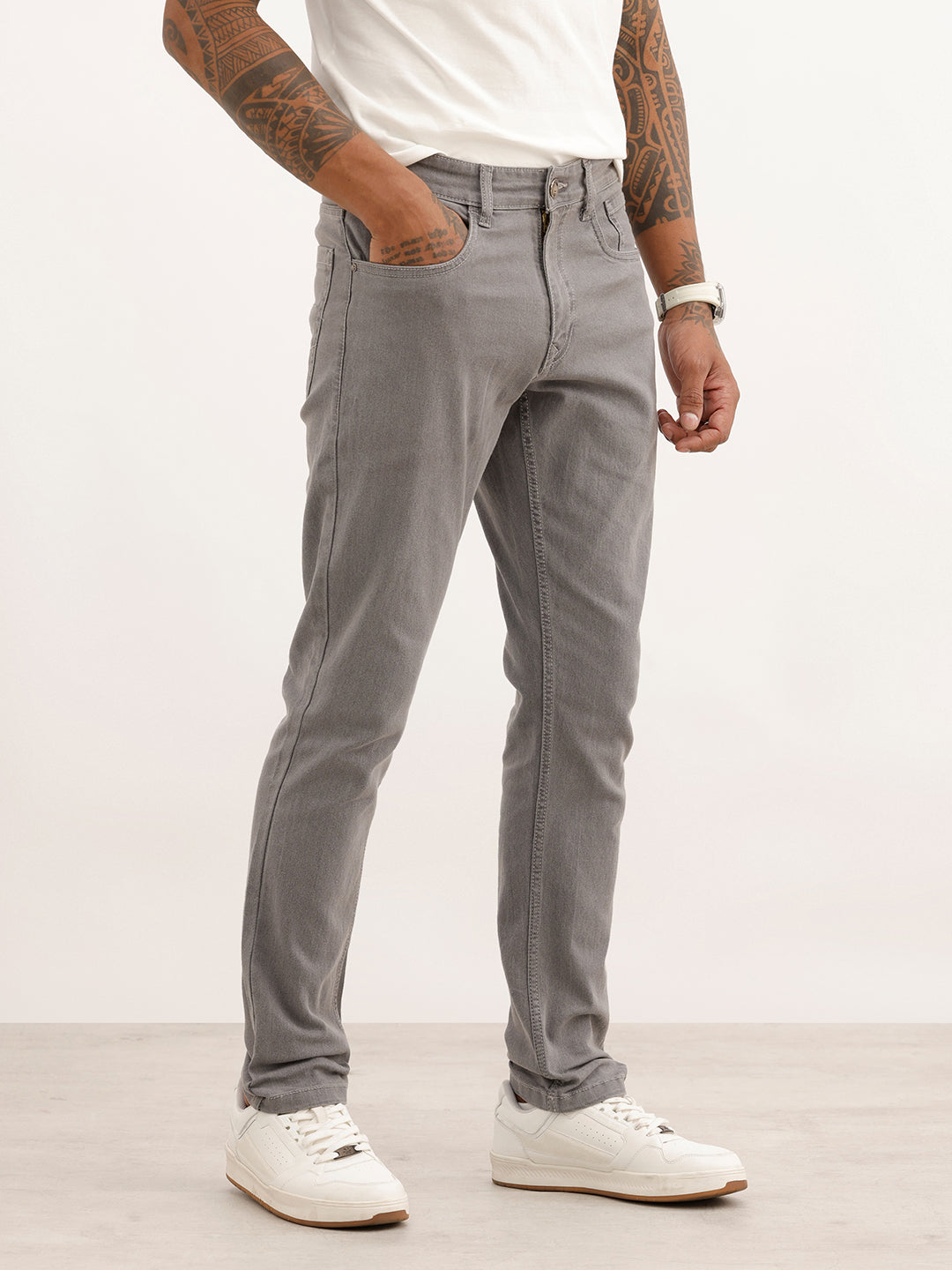 Solid Slim Fit Denim Jeans | Dark Grey