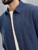 Melange Fabric Smart Shirt In Slim Fit  | Navy Blue