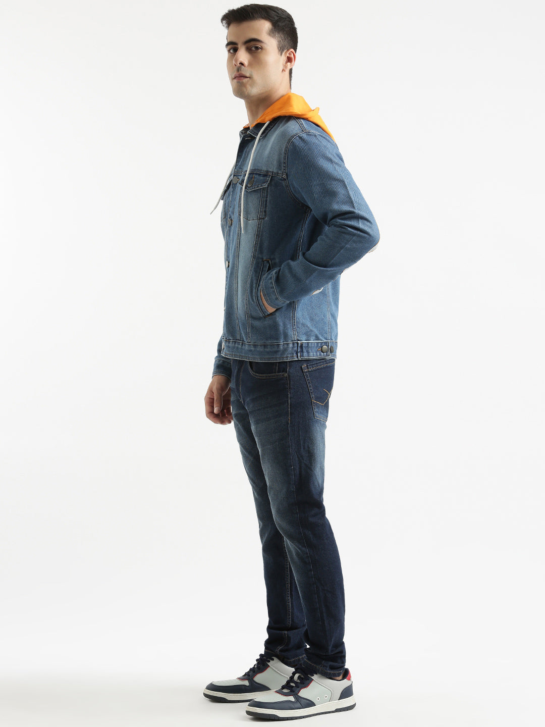 Hooded Washed Blue Denim Jacket