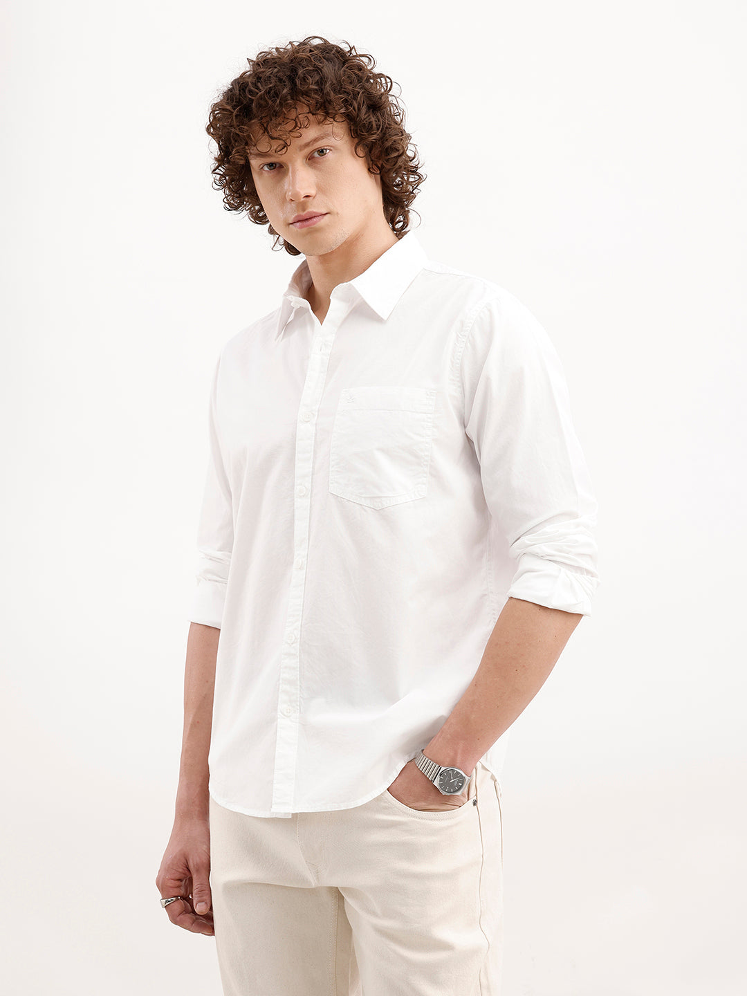 Solid Slim Fit Shirt | White