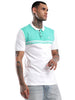 Teal on White Colourblocked Polo