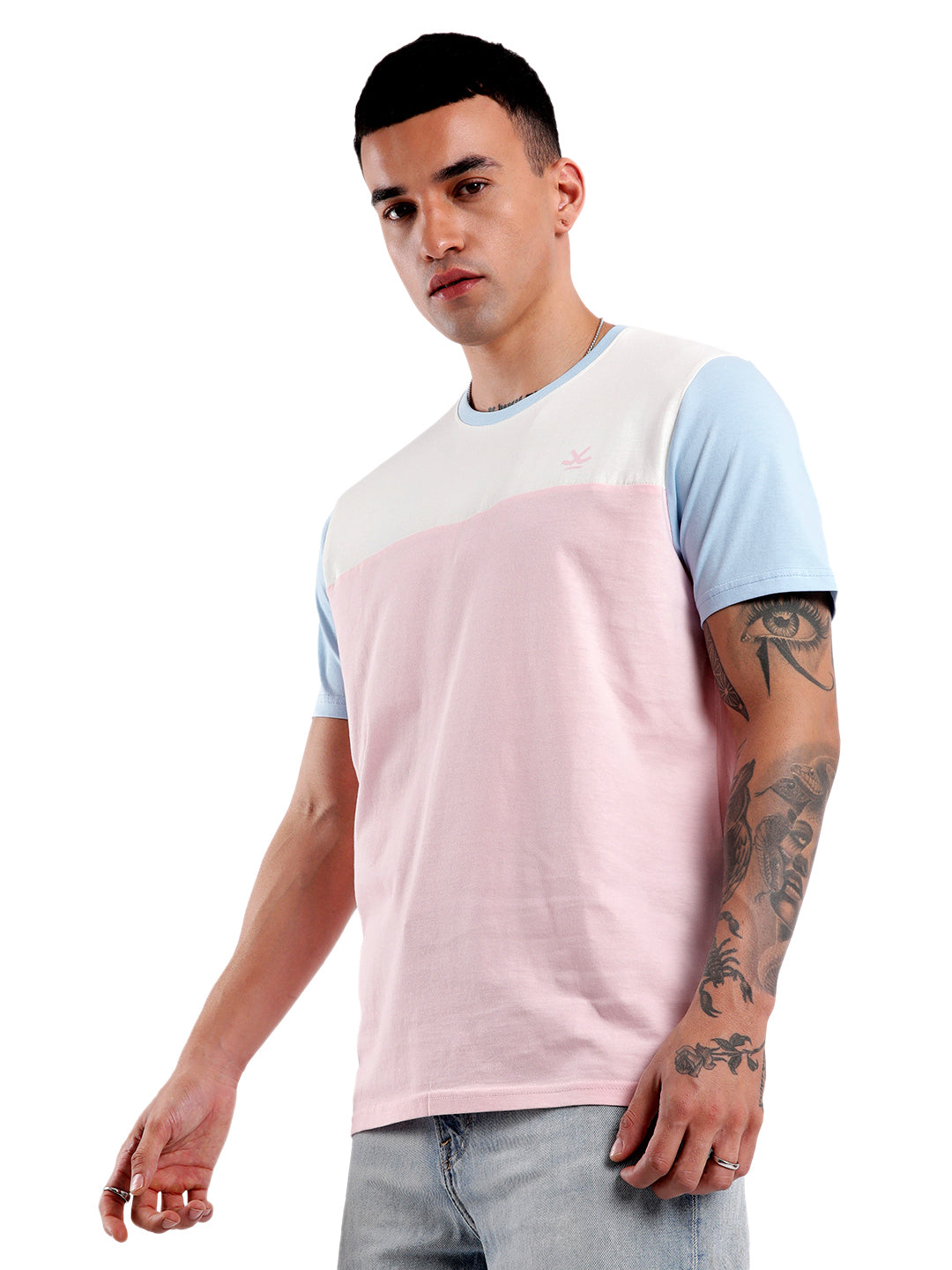 Pink Swerve Colourblocked T-Shirt