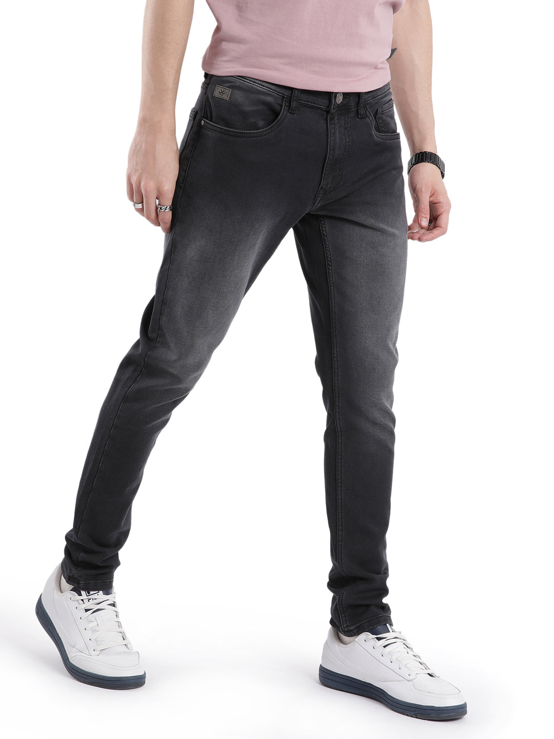 Tapered Charcoal Washed Jeans