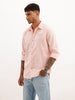 Slim Fit Striped Embroidery Detail Shirt | Pink | WSH01FSSL7062W