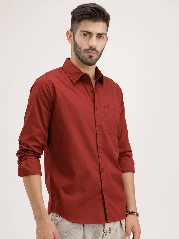 Solid Regular Fit Shirt | Maroon