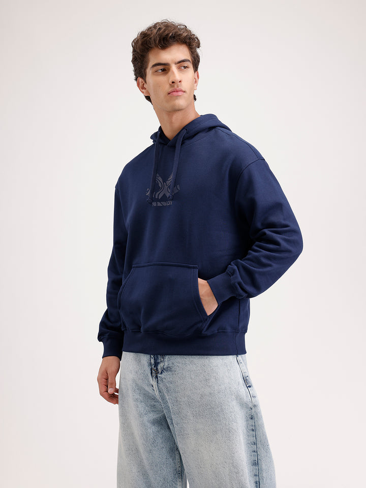 Solid Oversized Fit Hoodie  | Blue