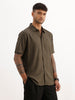Solid Slim Fit Half Sleeve Shirt | Olive