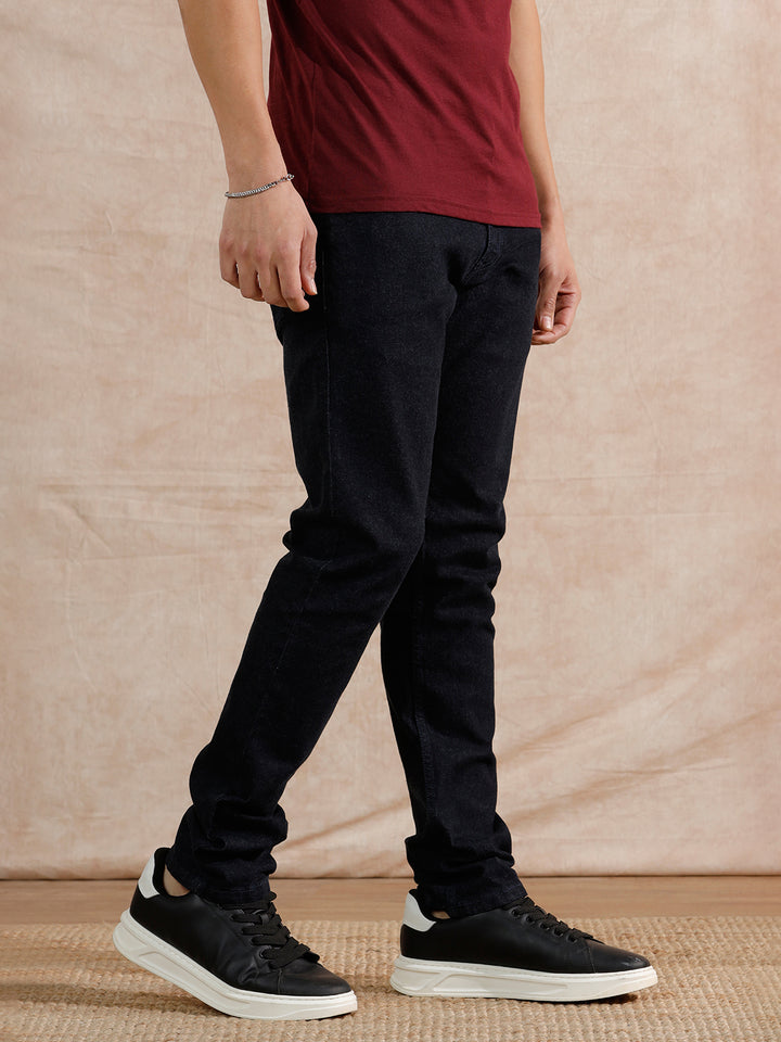 Solid Look Slim Fit Jeans | Dark Blue