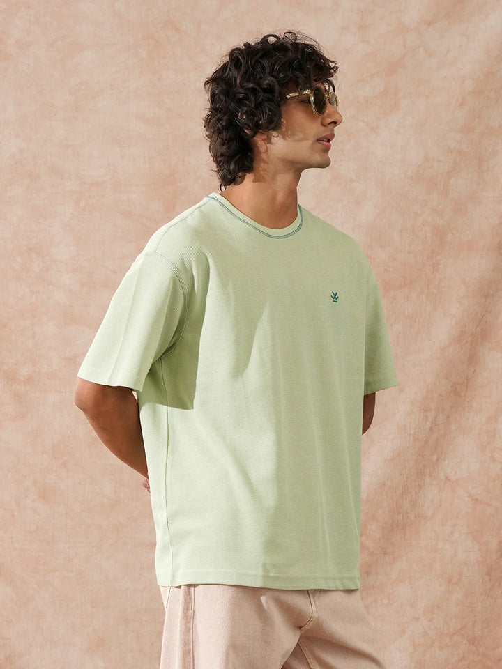 Textured Waffle Knit T-Shirt | Sage