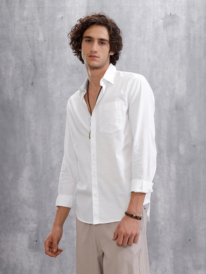 Solid Oxford Slim Fit Shirt | White