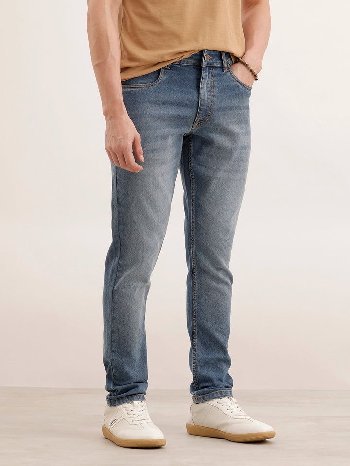 Faded Slim Fit Denim Jeans | Light Blue