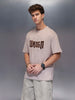 Classic Flock Printed Crew Neck T-Shirt  | Beige