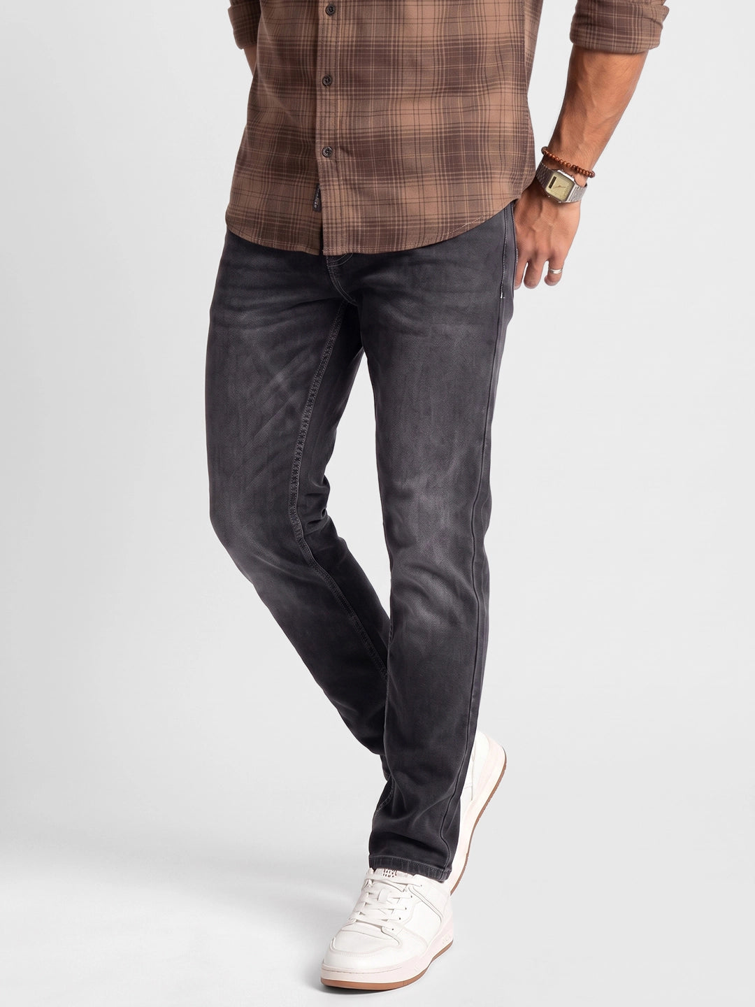 Classic Faded Denim Jeans | Dark Grey