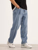 Loose Fit Cut & Sew Denim Jeans | Light Blue