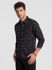 Regular Fit AOP Full Sleeve Shirt | Black