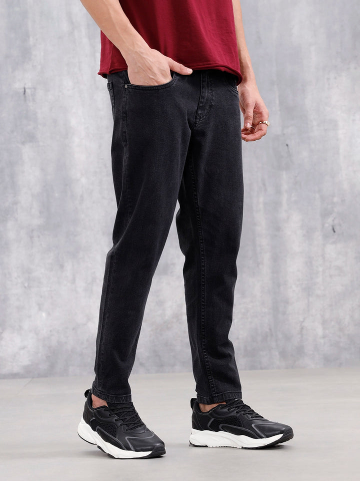 Men Casual Skinny Crop Jeans | Black