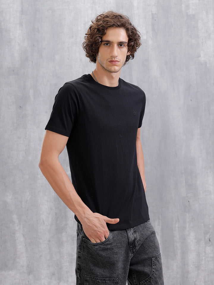 Solid Slim Fit T-Shirt | Black