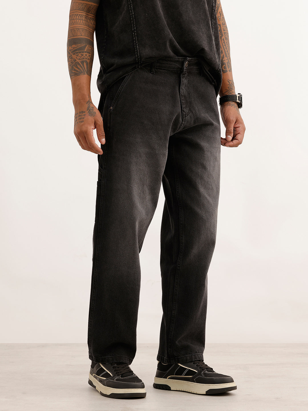 Loose Fit Carpenter Denim Jeans | Dark Grey