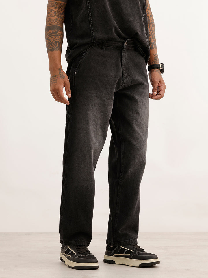 Loose Fit Carpenter Denim Jeans | Dark Grey