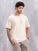 Oversized Fit T-Shirt With Thread Detail And Patch Pocket | Beige