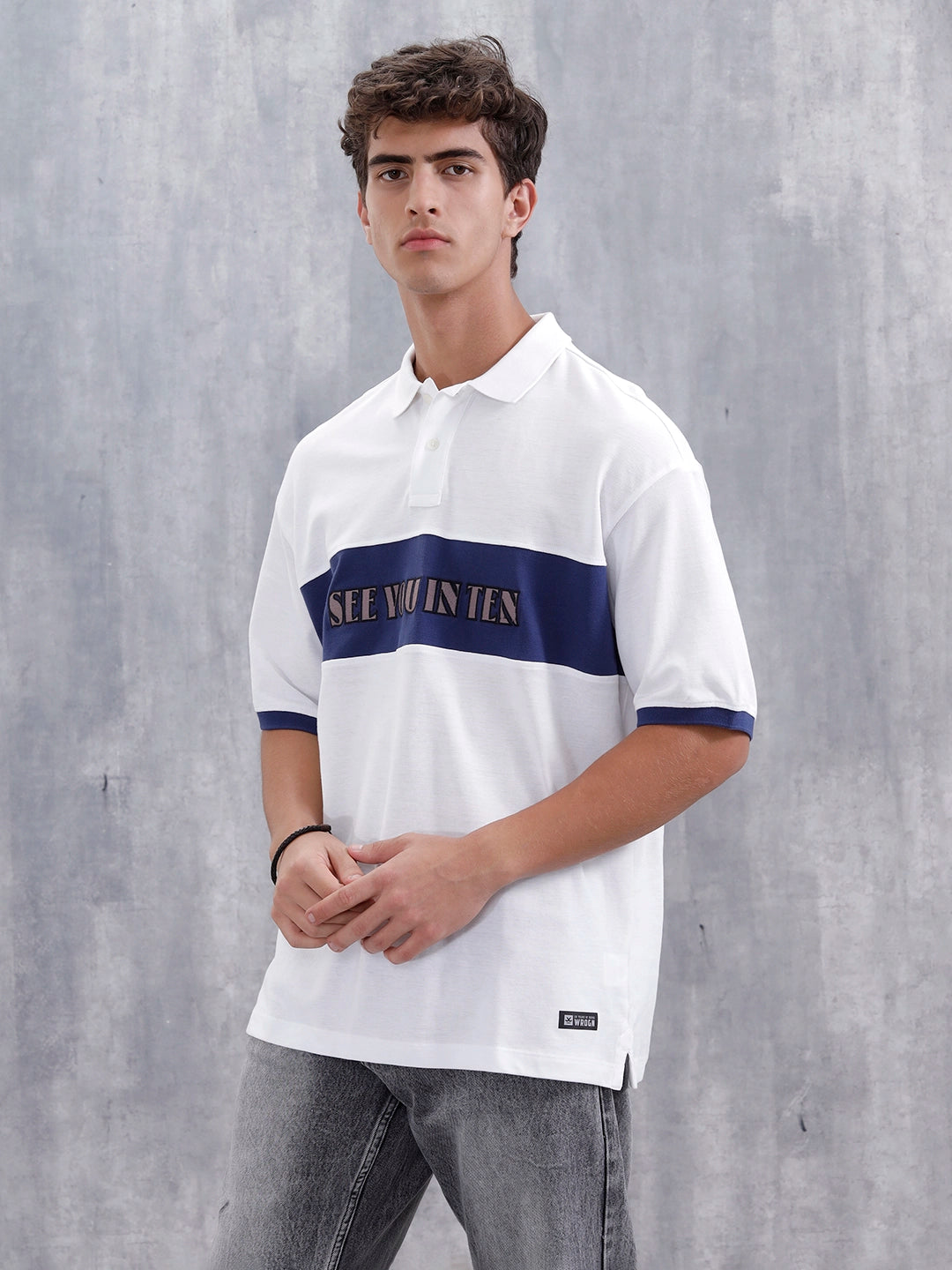 Casual Men Sporty Look Oversized Fit Tee With Print | White
