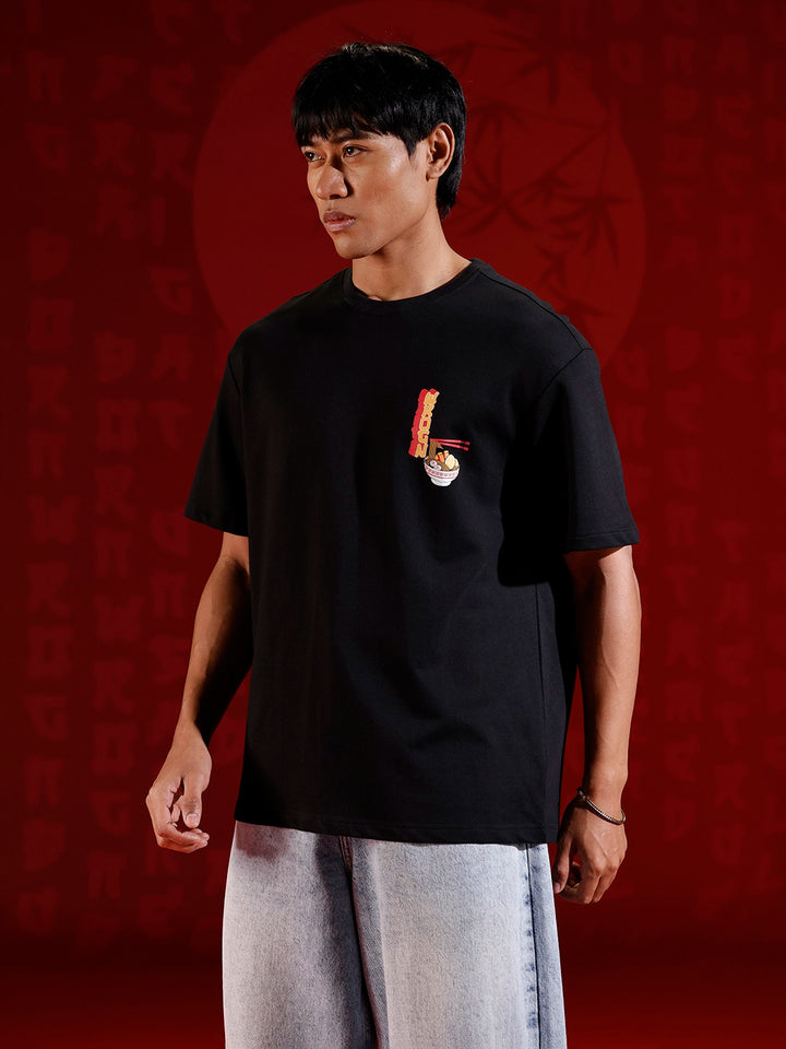 Oversized ramen graphic T-shirt | Black