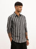Classic Slim Fit Striped Shirt | Black | WSH02FSSL0033S