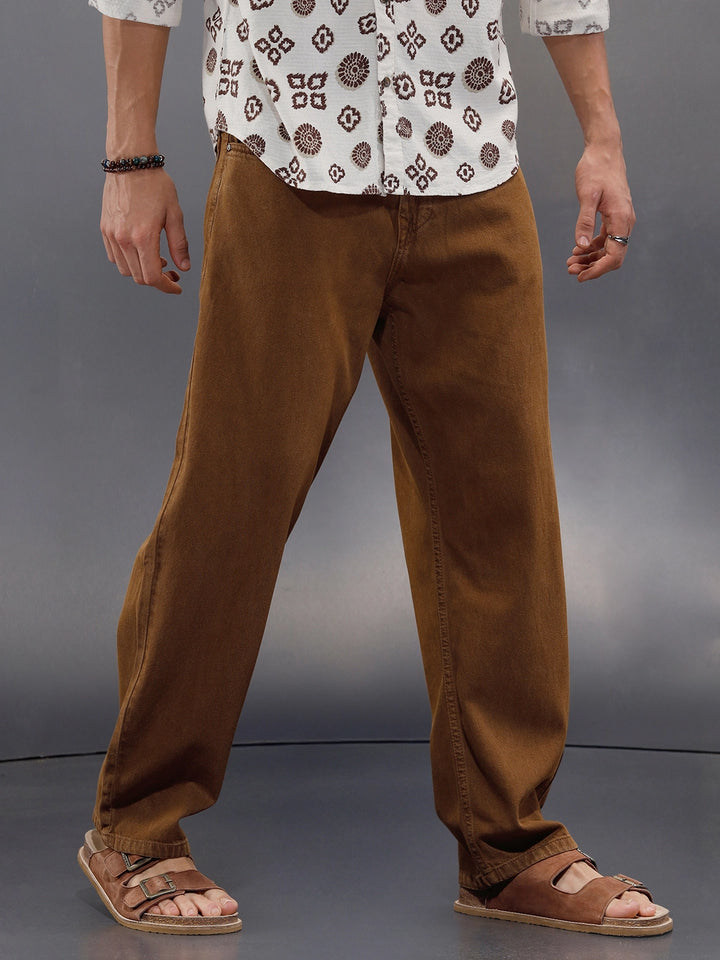 Men’s Loose Fit Washed Denim | Khaki