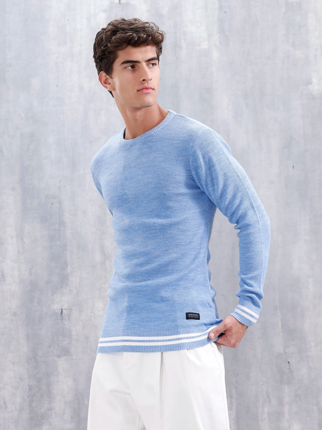 Slim Fit Crew Neck Pullover | Blue