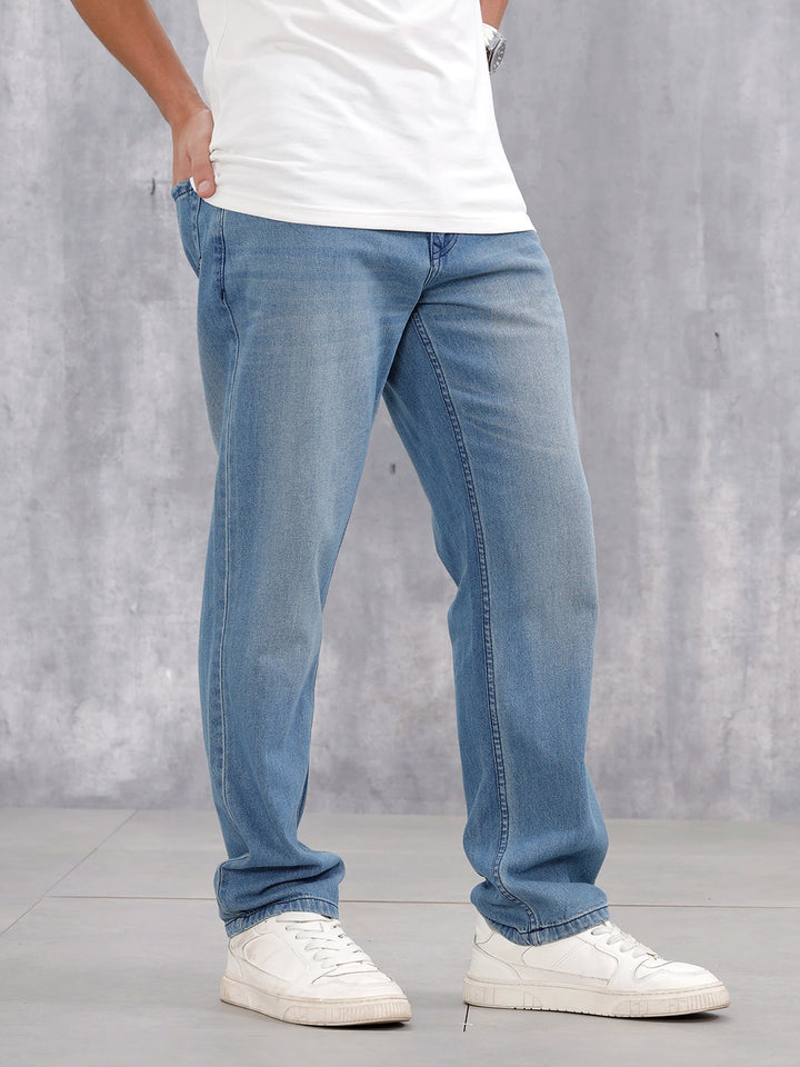 Mid Washed Casual Anti Fit Jeans For Men | Med Stone